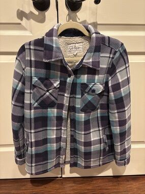 Soho Threads Navy Blue and Teal Plaid Jacket